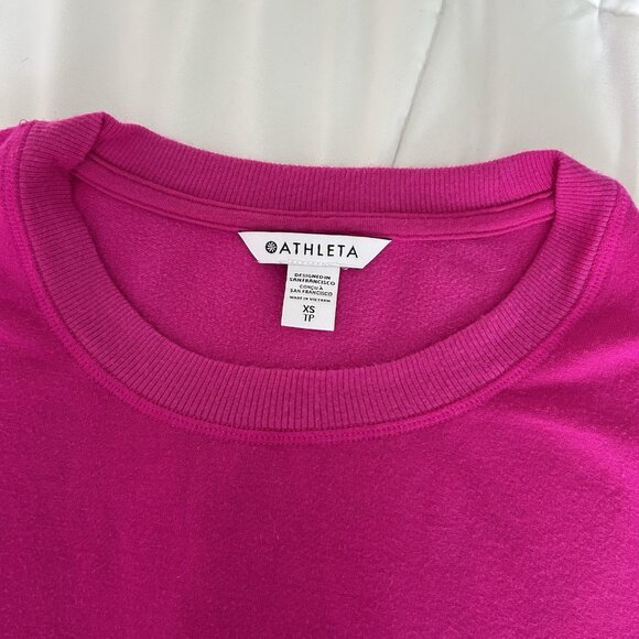 Athleta Sweater Sweatshirt Womens Xs Pink Magenta Side Slits Thumb Hole Yoga - Picture 2 of 8
